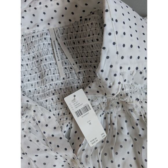 NWT By Anthropologie Long-Sleeve Smocked Tiered Maxi Dress Sz M Polka Dot #7H461 - Picture 7 of 10